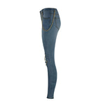 Distressed skinny jeans with chain
