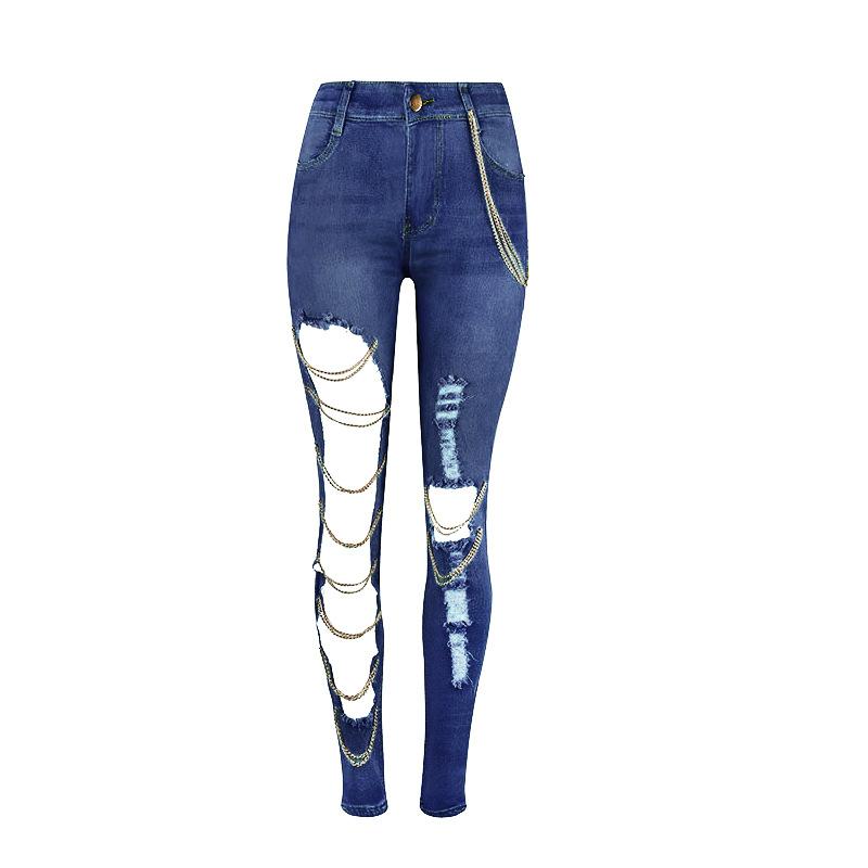 Jean Patchwork Évidé Chaîne De Mode
