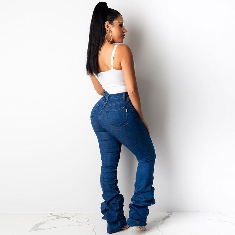 Jeans slim bas plissé déco chaine