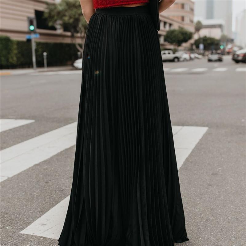 Jupe Longue Taille Haute Plissée