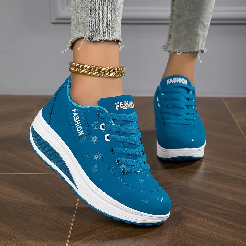 Women's Graphic Print Wedge Sneakers - Premium Casual Shoes