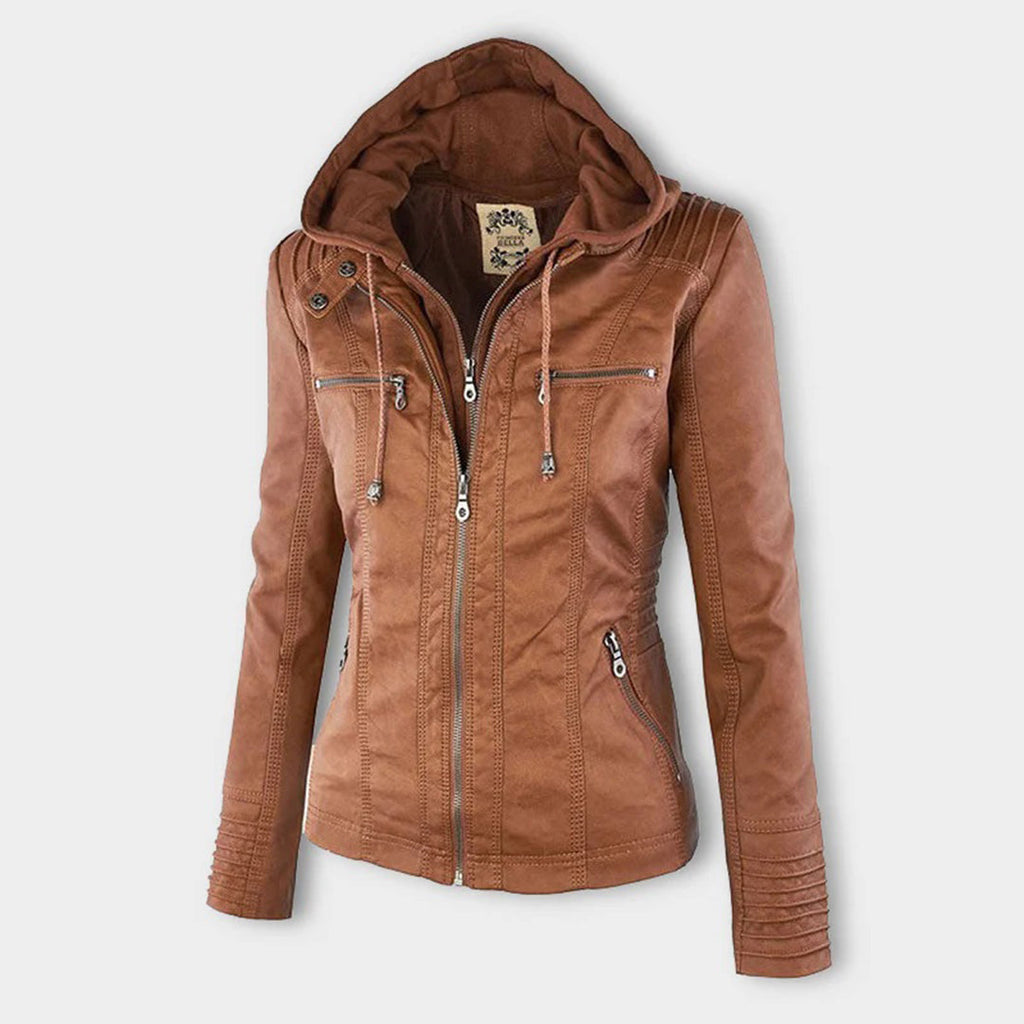 Veste en cuir à capuche pour femmes - Édition Automne