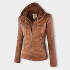 Veste en cuir à capuche pour femmes - Édition Automne