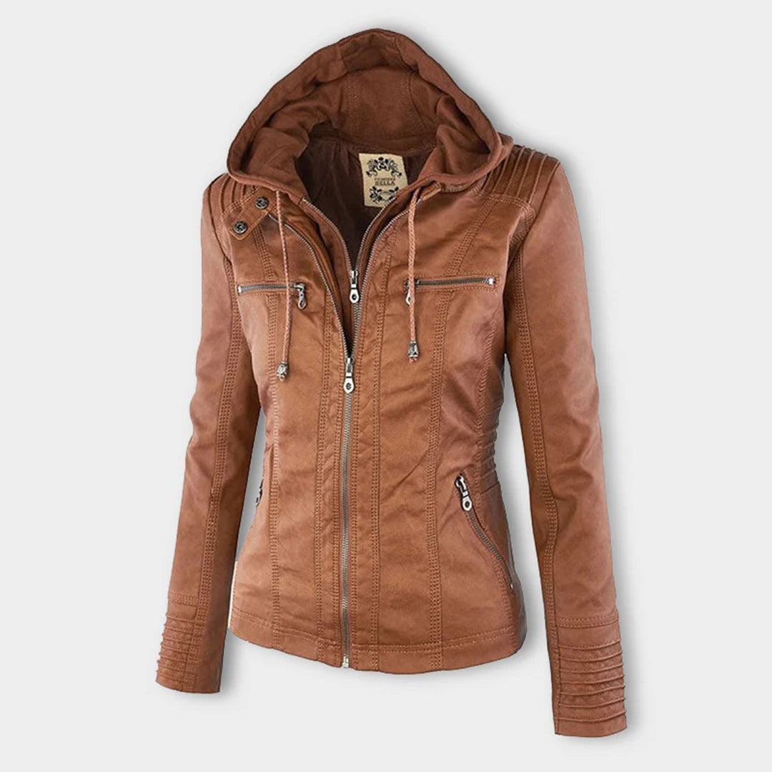Veste en cuir à capuche pour femmes - Édition Automne