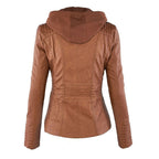Veste en cuir à capuche pour femmes - Édition Automne