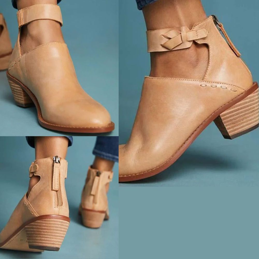 Livia - Sandale en Cuir à Talon Confortable pour l'Automne