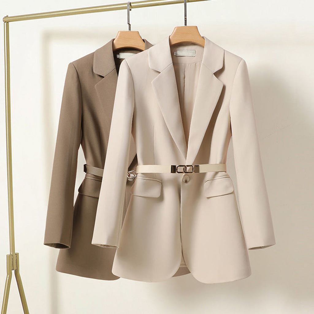 LISA - Blazer long soigné avec ceinture pour femme - Édition Automne