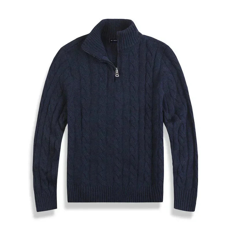 Pull de luxe pour homme à demi-zip et col montant