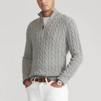 Pull de luxe pour homme à demi-zip et col montant