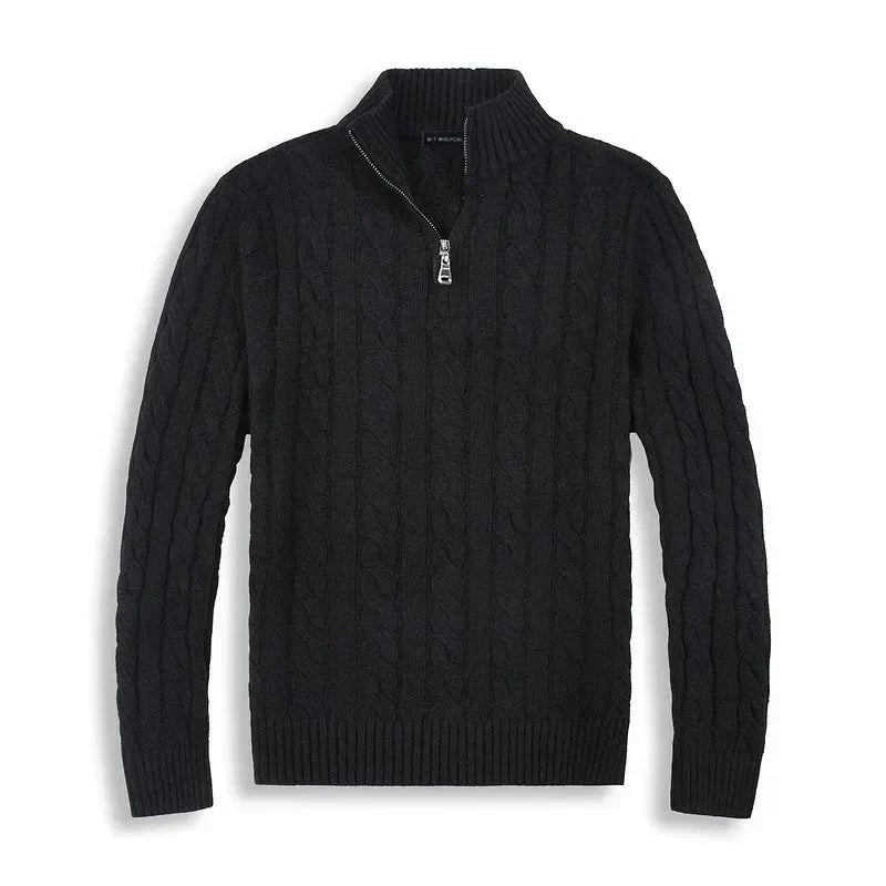 Pull de luxe pour homme à demi-zip et col montant