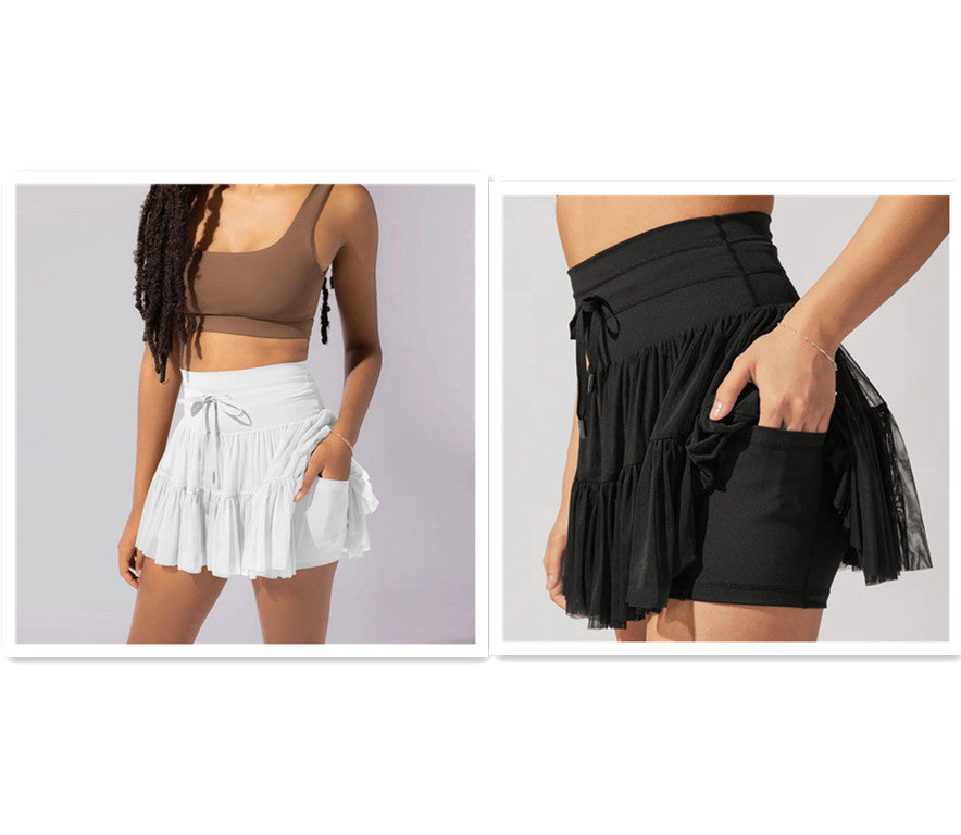 Mini jupe taille haute avec short intégré, plis élégants - Parfaite pour l'automne
