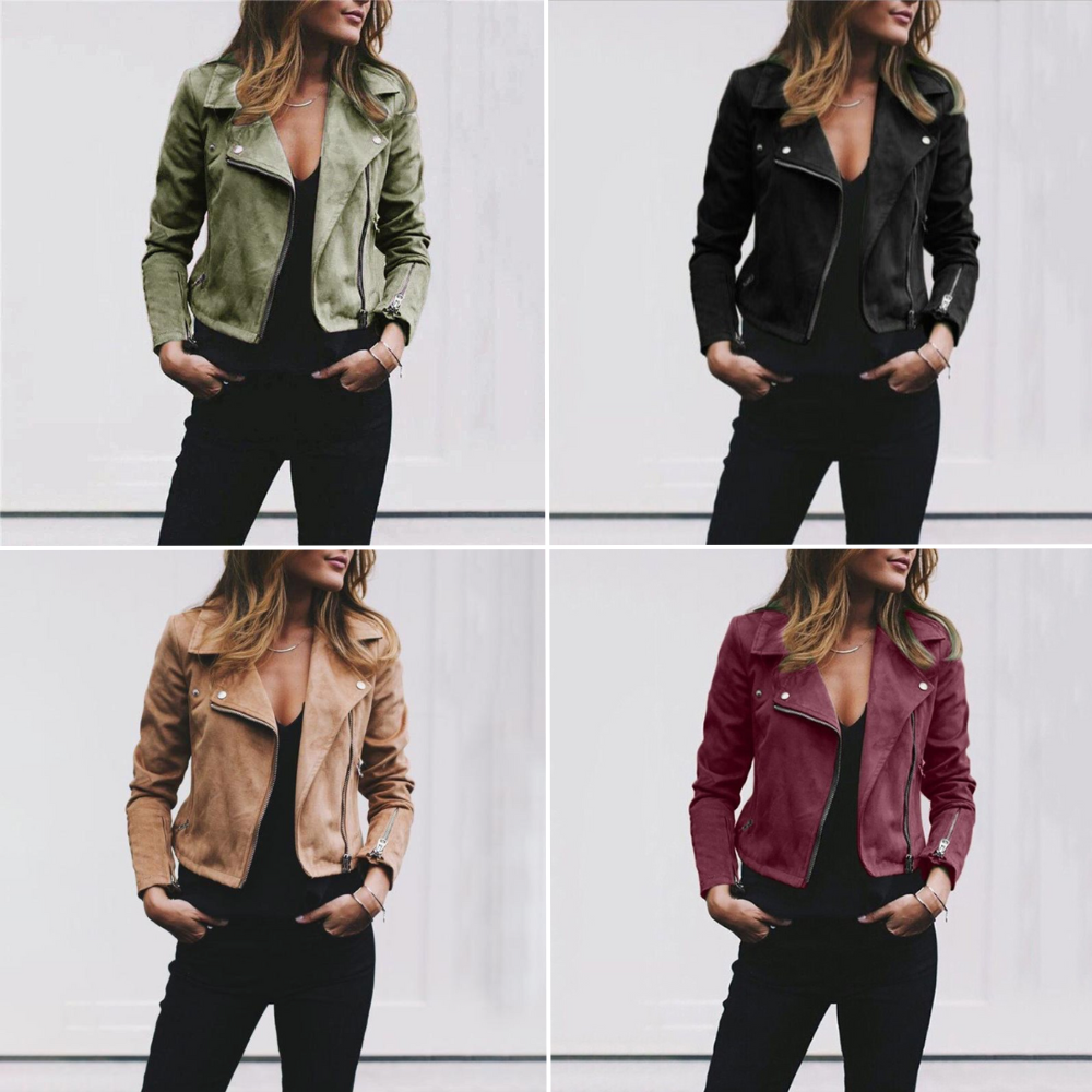 Veste de motard en daim pour femme - Édition Automne