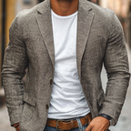 Men's Linen Slim-Fit Notch Lapel Blazer - Lightweight Cotton Linen Blazer for Autumn