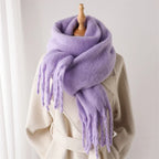 Echarpe de luxe en cachemire pour dames avec gros pompons pour le style et le confort en hiver