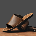 Men's genuine leather crossed slippers