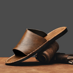 Men's genuine leather crossed slippers