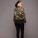 Veste motif camouflage fermeture éclair