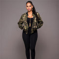 Manteaux Manches Longues Imprimé Camouflage Zipper
