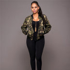 Manteaux Manches Longues Imprimé Camouflage Zipper