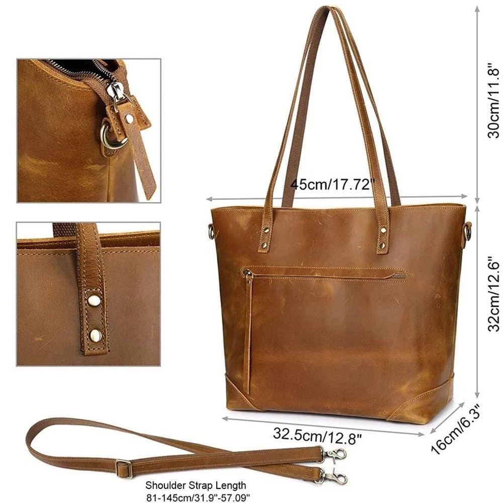 Sac fourre-tout vintage pour femmes - Sac à bandoulière classique en cuir
