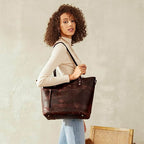 Sac fourre-tout vintage pour femmes - Sac à bandoulière classique en cuir