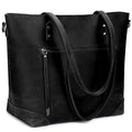 Sac à main en cuir noir élégant avec poignées longues, poche zippée avant. Accessoire mode femme, tendance et pratique pour le quotidien.