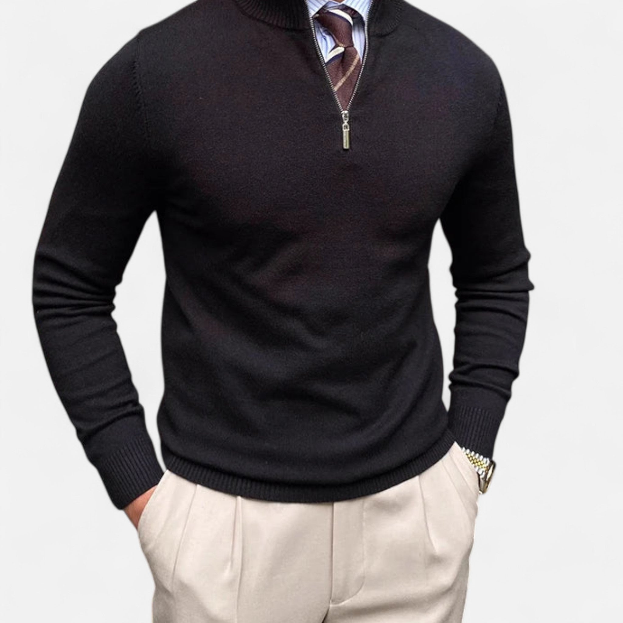 Pull à demi-zip pour homme, printemps