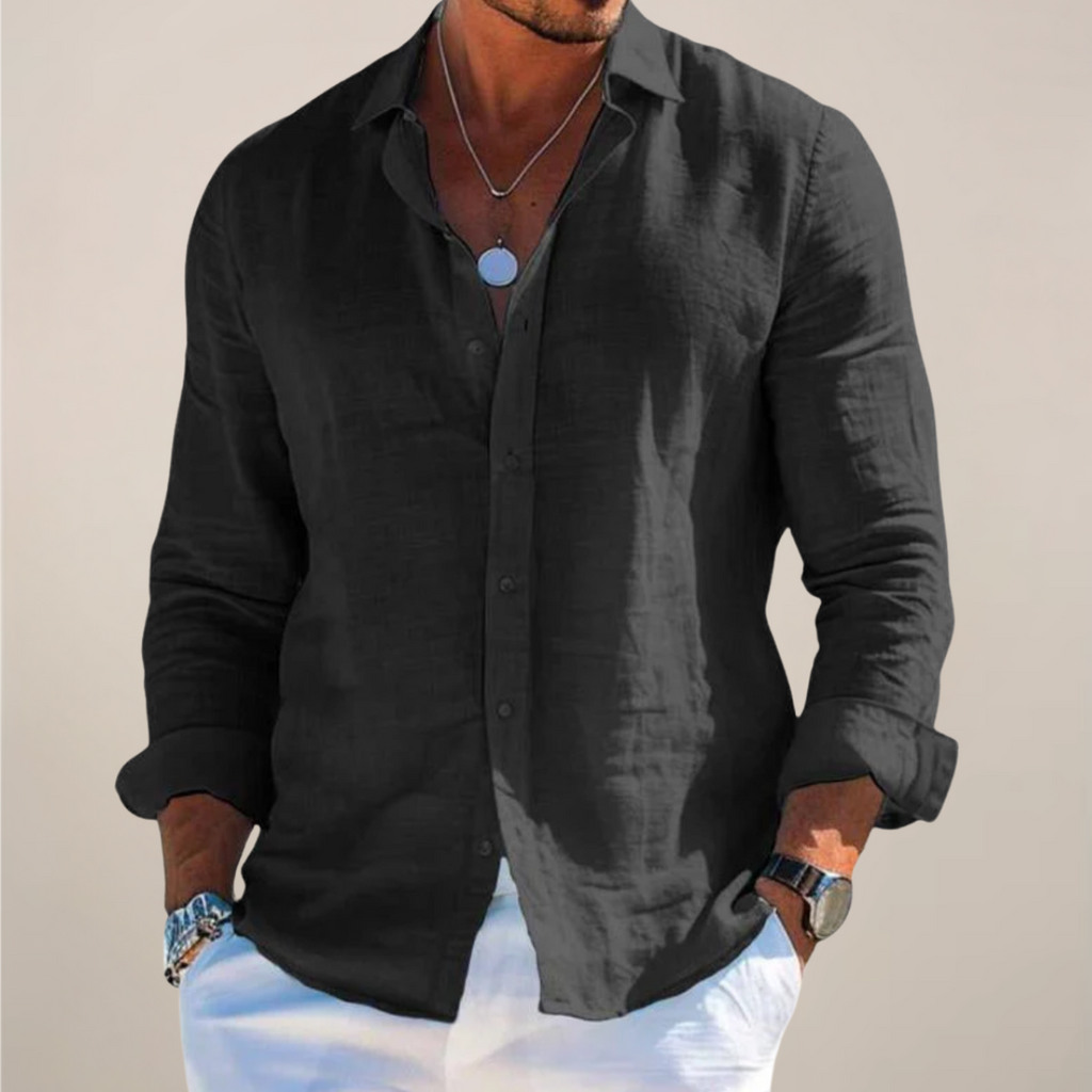 Chemise décontractée à manches longues pour homme avec boutons