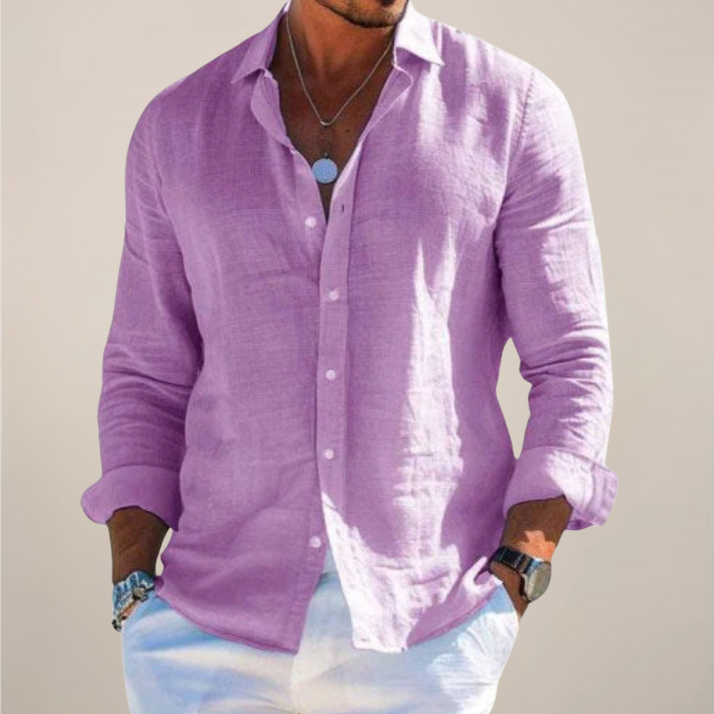 Chemise décontractée à manches longues pour homme avec boutons