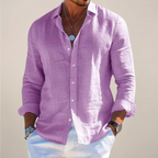 Chemise décontractée à manches longues pour homme avec boutons
