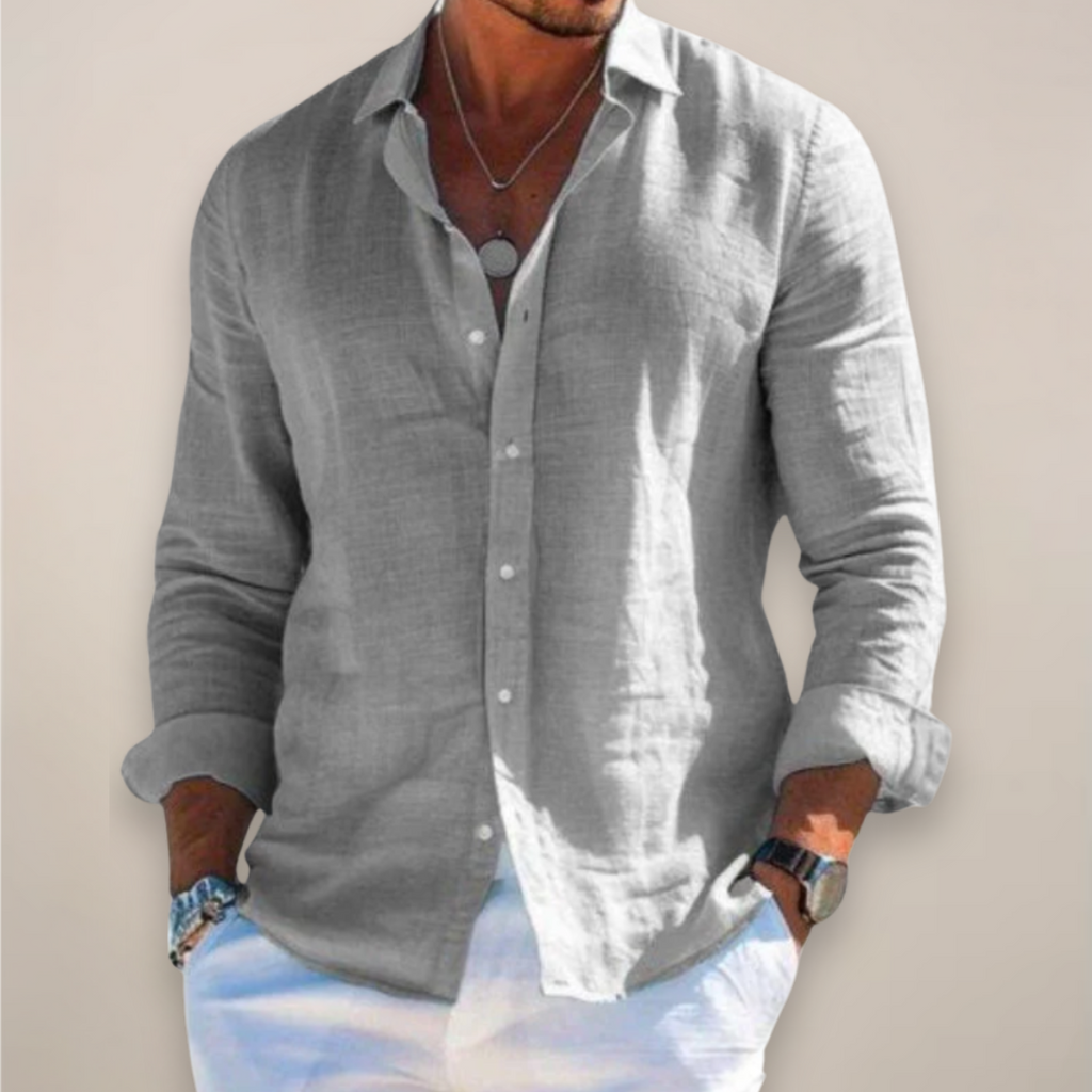 Chemise décontractée à manches longues pour homme avec boutons