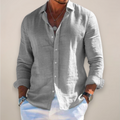 Chemise décontractée à manches longues pour homme avec boutons
