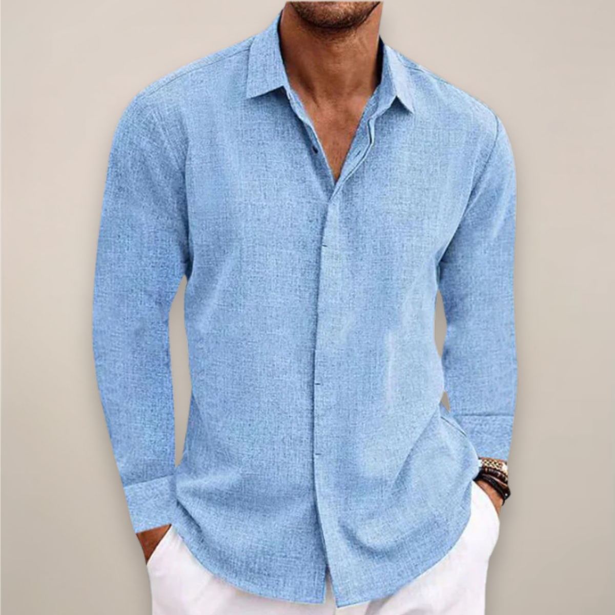 Chemise à manches longues pour homme avec patte de boutonnage