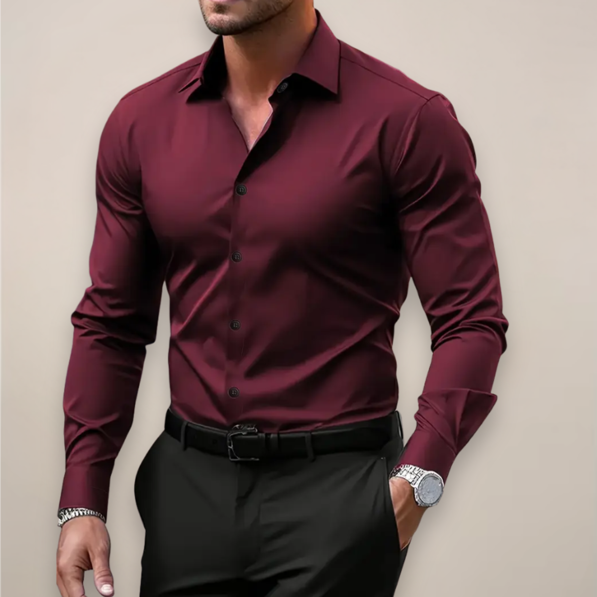 Men's long-sleeved dress shirt
