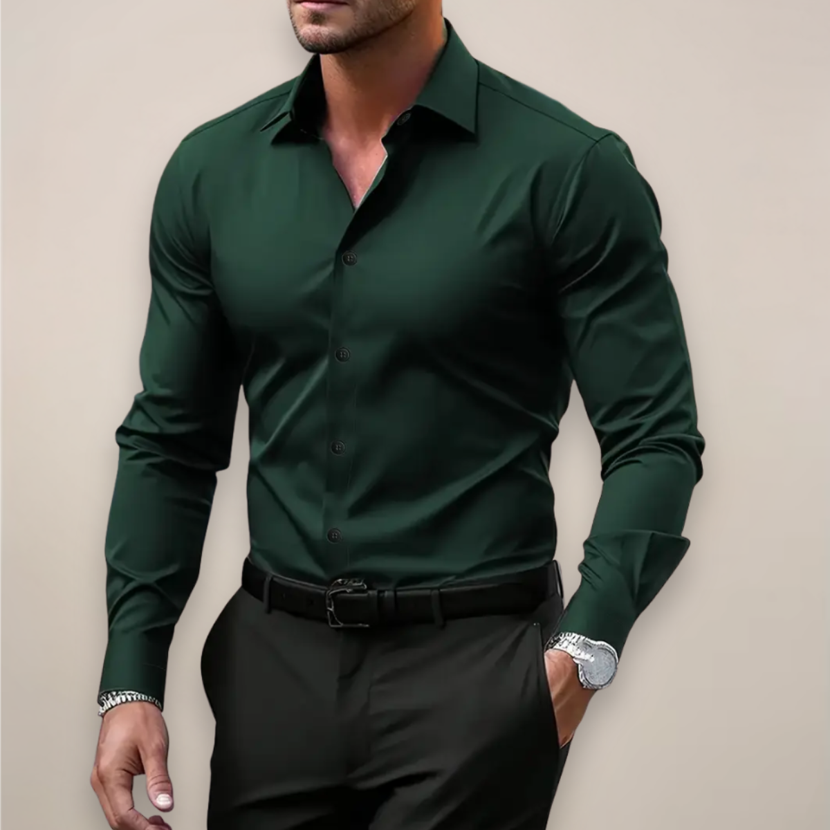 Men's long-sleeved dress shirt