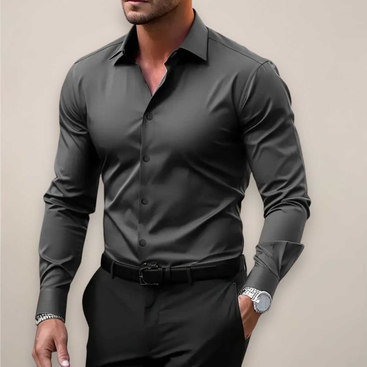 Men's long-sleeved dress shirt