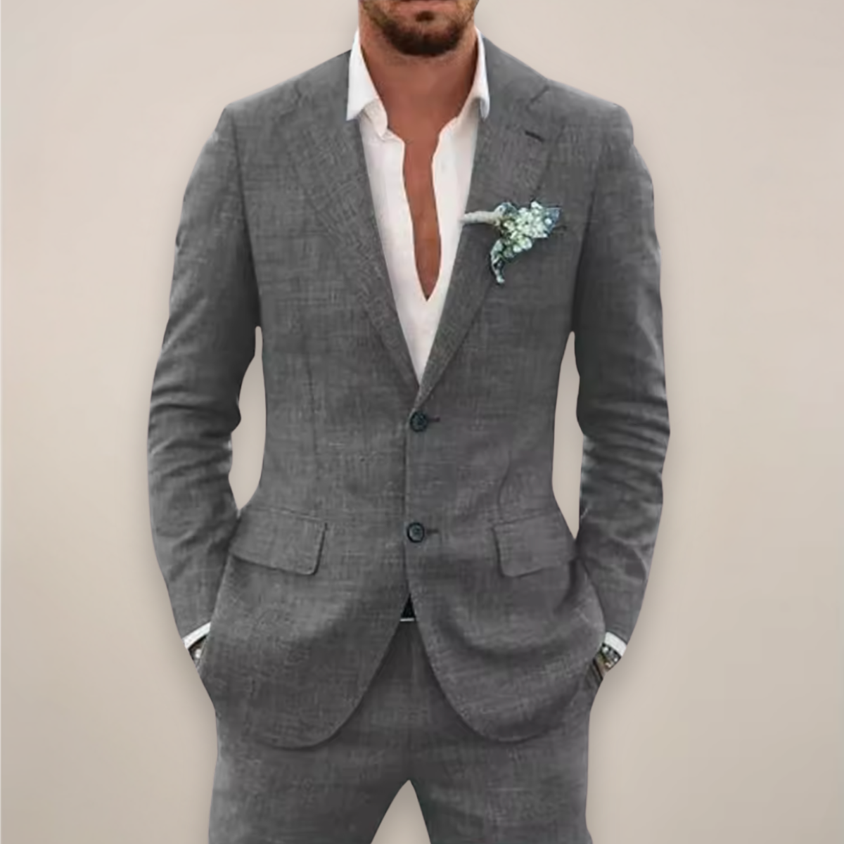 Men's two-piece single-breasted suit