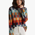 Mariana | Pull col roulé patchwork en cachemire