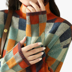 Mariana | Pull col roulé patchwork en cachemire