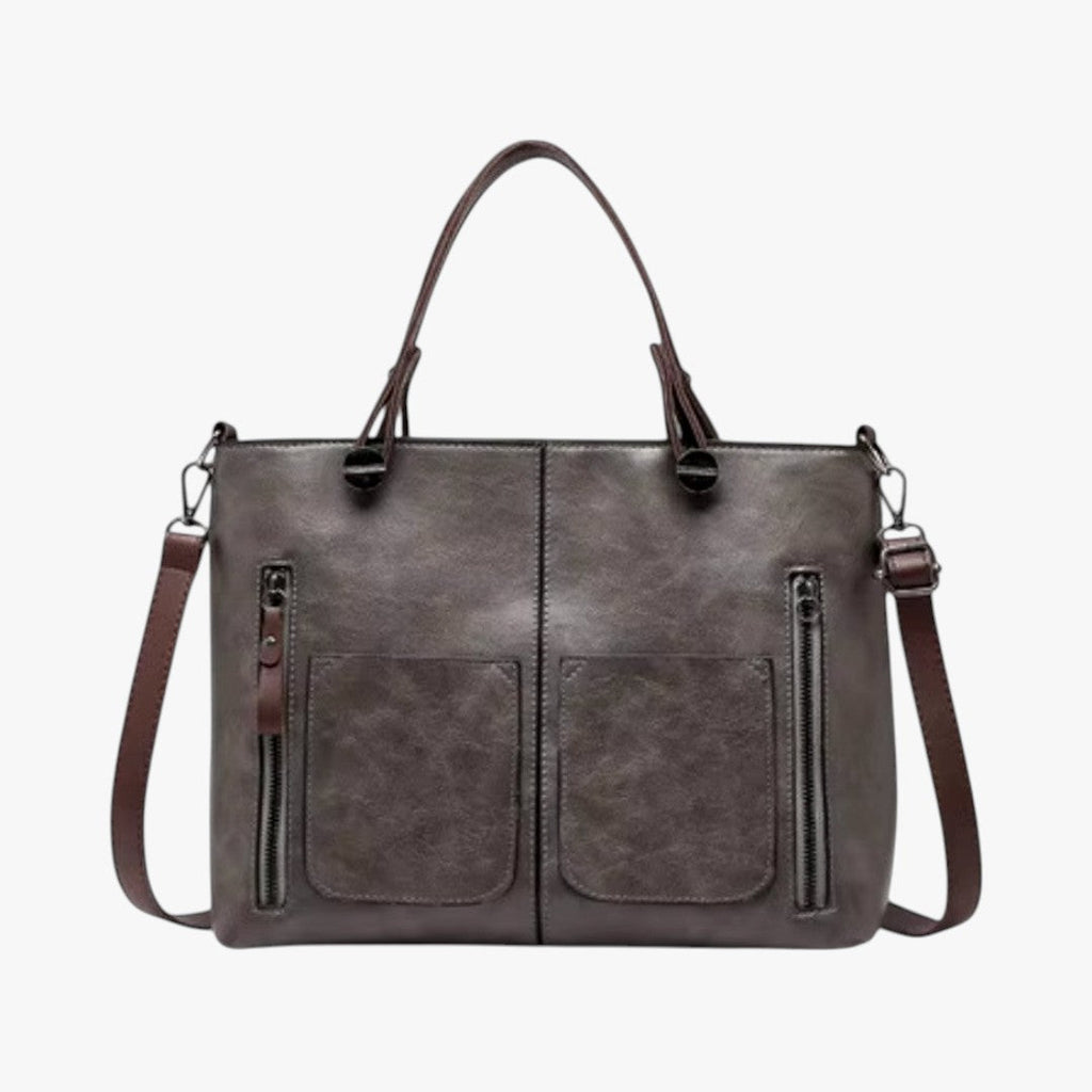 Sac à main en cuir multi-poches style vintage pour femme