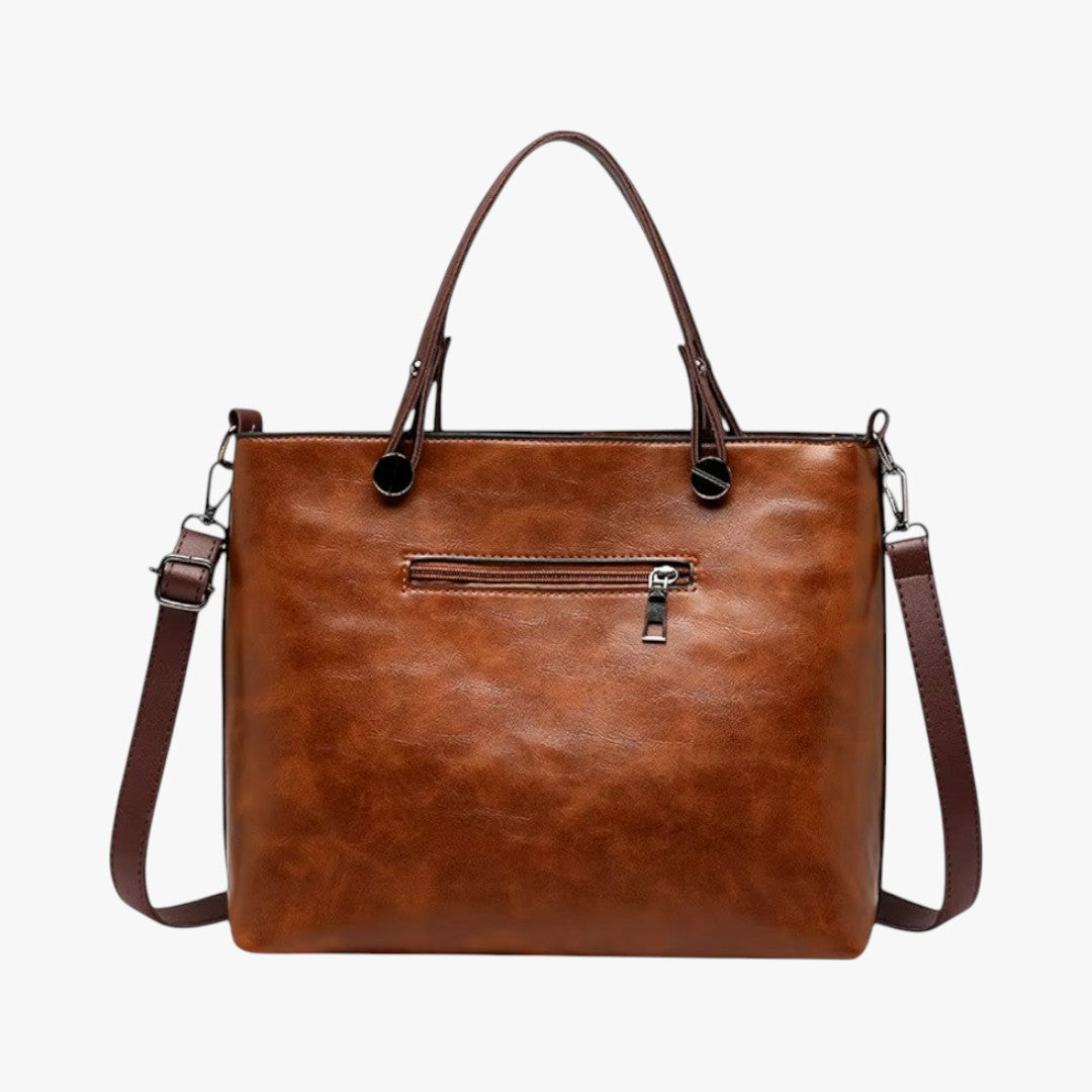 Sac à main en cuir multi-poches style vintage pour femme