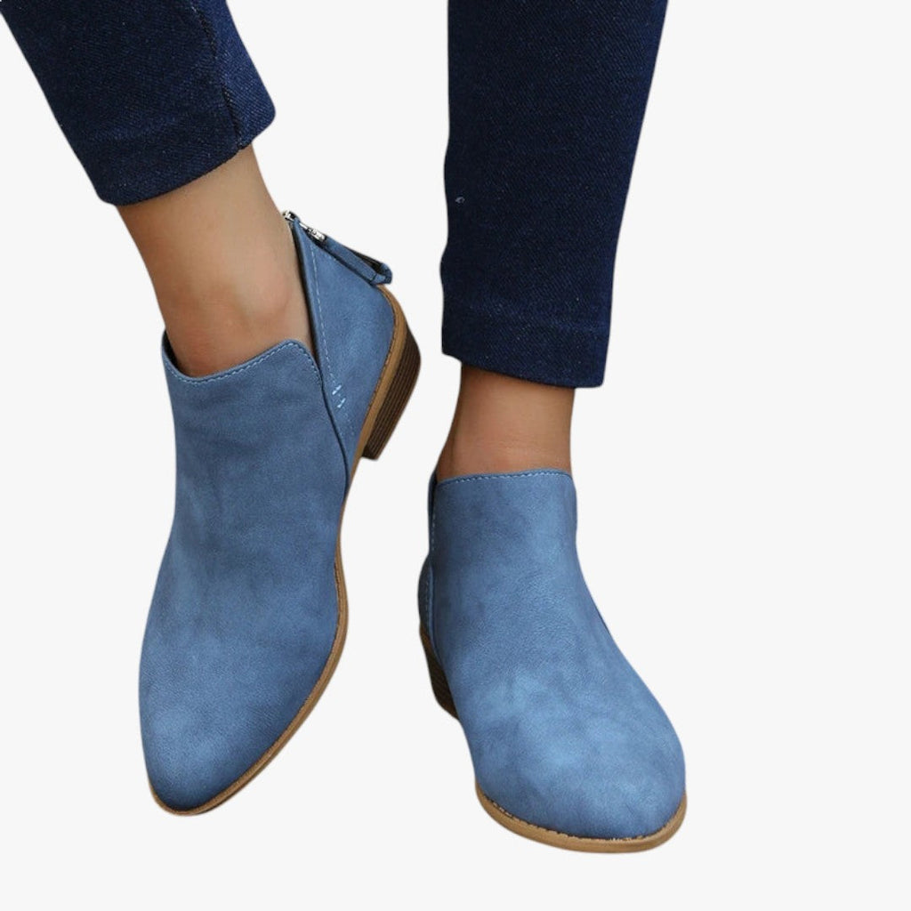 Kailani | Boots Bottines en daim avec fermeture éclair et talon pour femmes