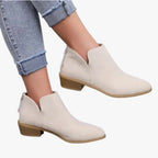 Kailani | Boots Bottines en daim avec fermeture éclair et talon pour femmes