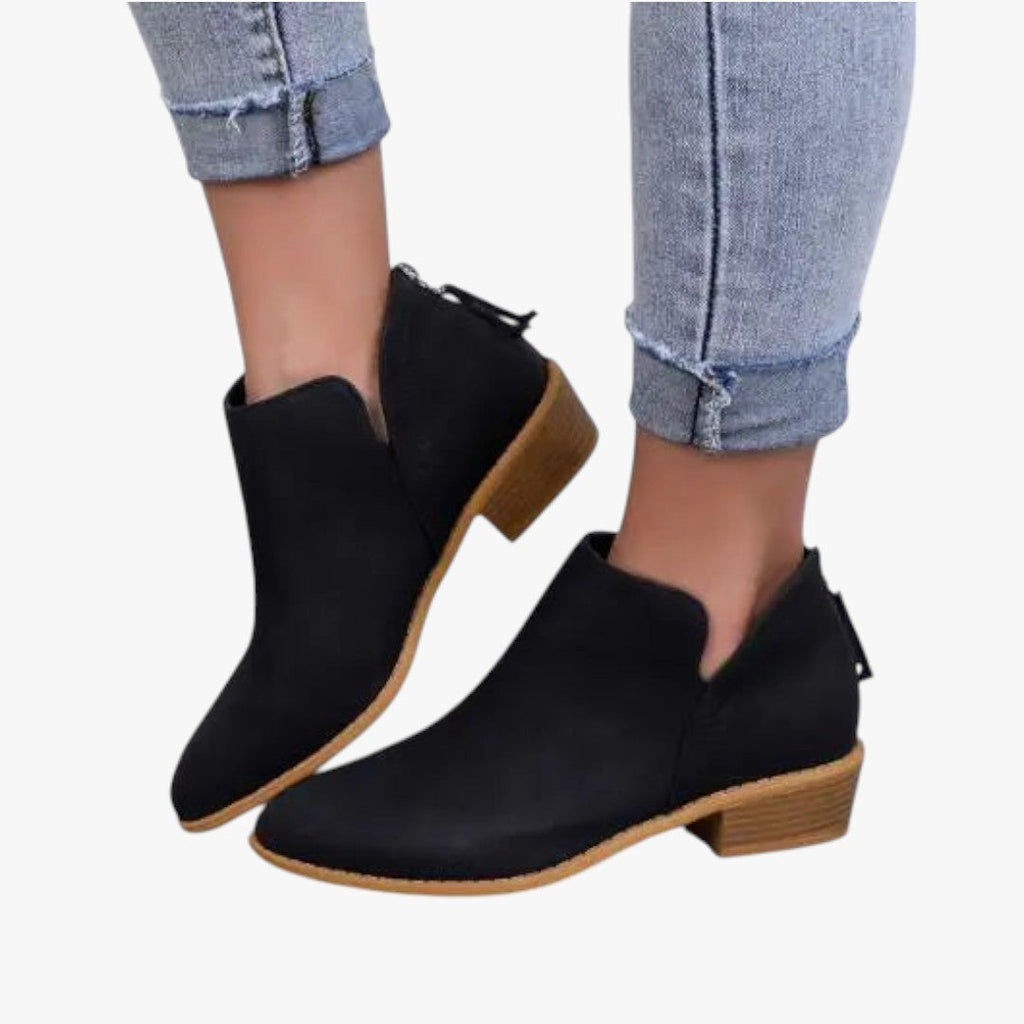 Kailani | Boots Bottines en daim avec fermeture éclair et talon pour femmes