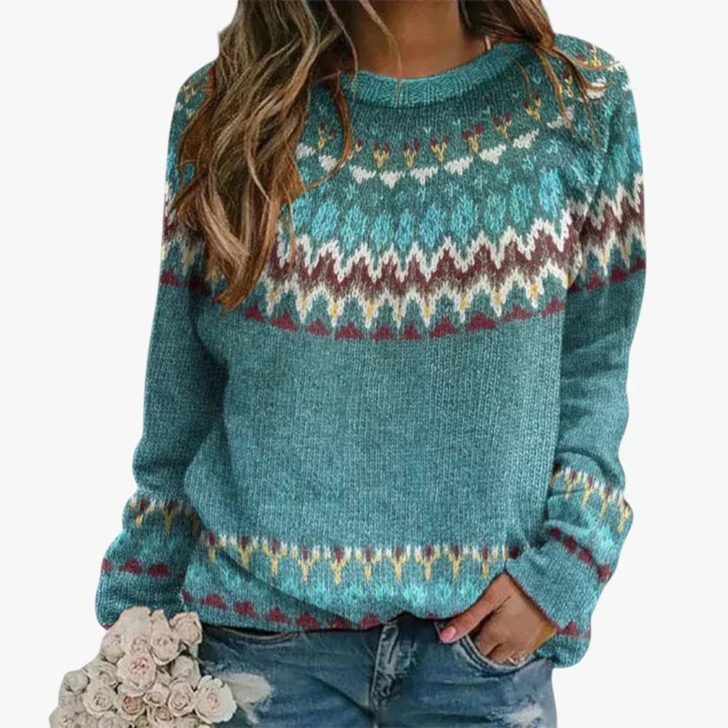 Eliza | Pull en laine tricotée de style norvégien pour femmes