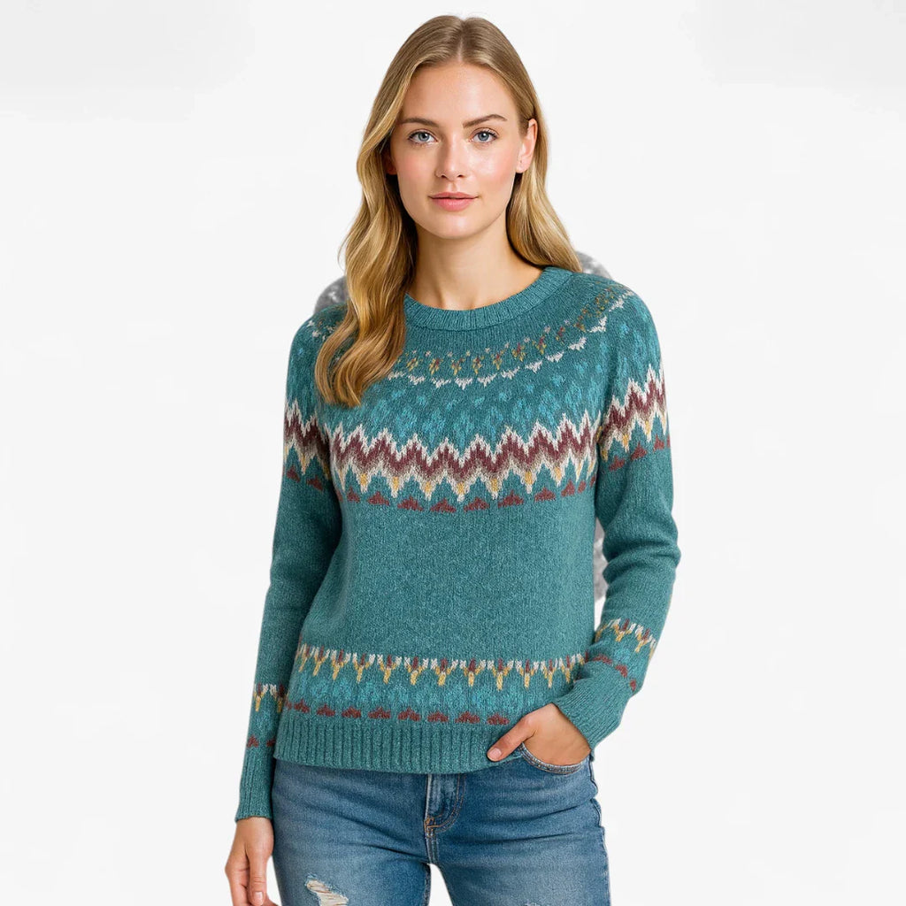 Eliza | Pull en laine tricotée de style norvégien pour femmes