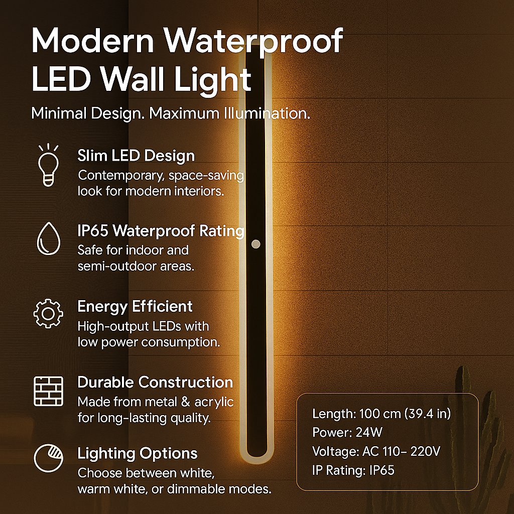 Modern waterproof LED wall light