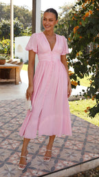 Women's Flowy Long Dress with Front Button - Autumn Edition