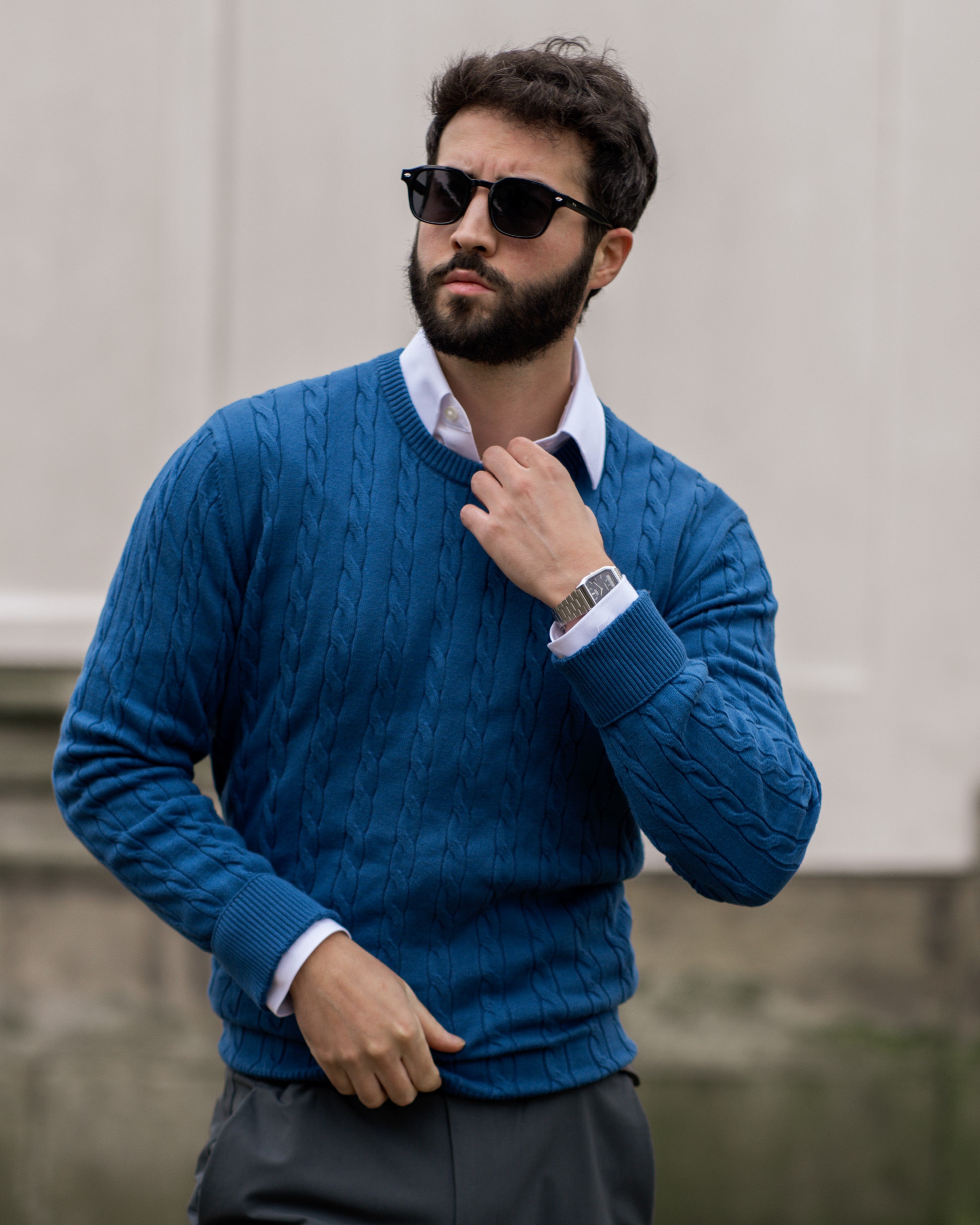 Men's Knitted Cotton Jumper - Autumn Edition