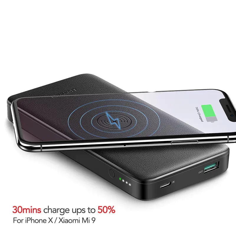 Banque d'alimentation à charge rapide sans fil - 10 000 mAh à double sortie